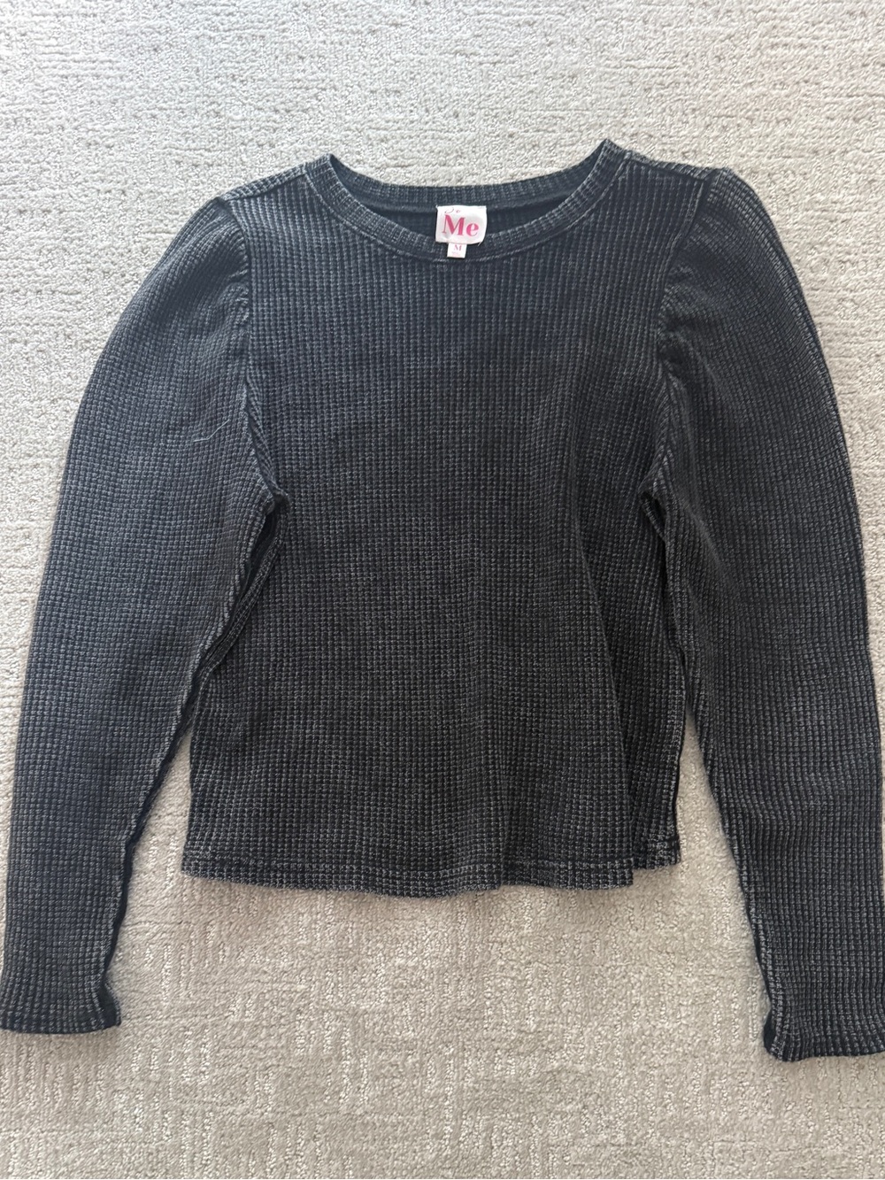 So Me Black Ribbed Long Sleeve Crewneck Top